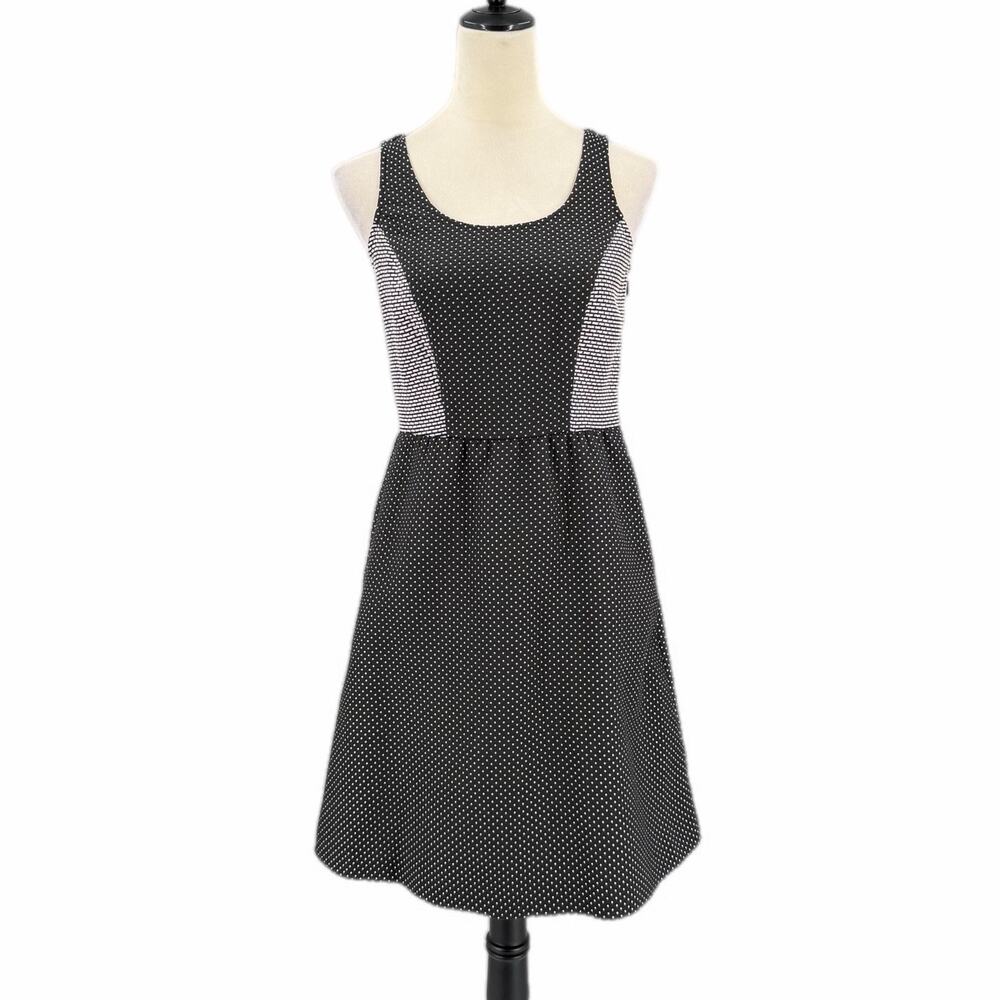 The Limited NEW Black White Dot Brick Open Back Retro Geometric Flattering Dress